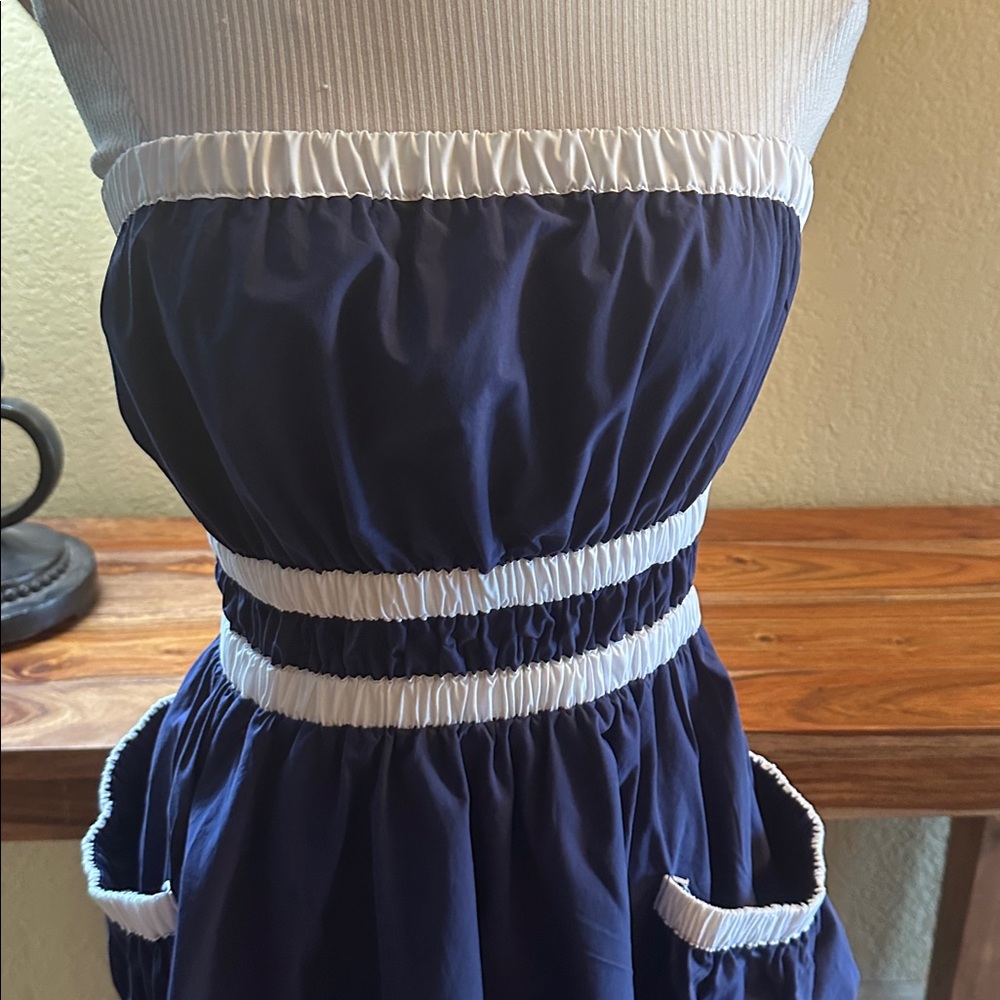 Strapless Blue and White Dress - Picture 2 of 8